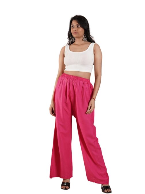 Pink Women's Plain Palazzo Pants - Comfortable & Stylish Palazzo for Daily Wear | Teradozz