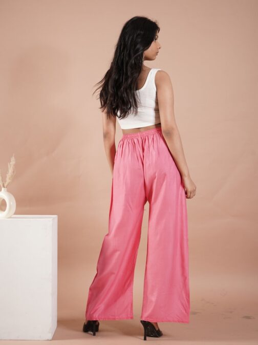 Light Pink Women's Plain Palazzo Pants - Comfortable & Stylish Palazzo for Daily Wear | Teradozz - Image 3