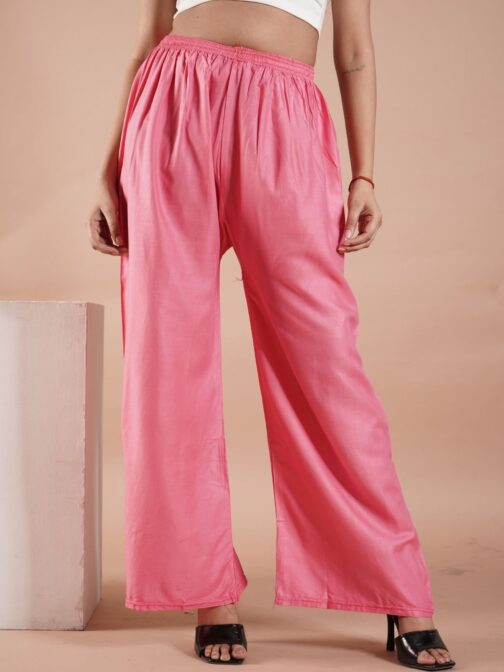 Light Pink Women's Plain Palazzo Pants - Comfortable & Stylish Palazzo for Daily Wear | Teradozz - Image 5