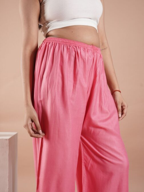 Light Pink Women's Plain Palazzo Pants - Comfortable & Stylish Palazzo for Daily Wear | Teradozz - Image 4