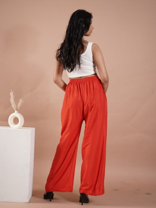 Red Women's Plain Palazzo Pants - Comfortable & Stylish Palazzo for Daily Wear | Teradozz - Image 3