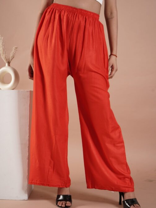 Red Women's Plain Palazzo Pants - Comfortable & Stylish Palazzo for Daily Wear | Teradozz - Image 5