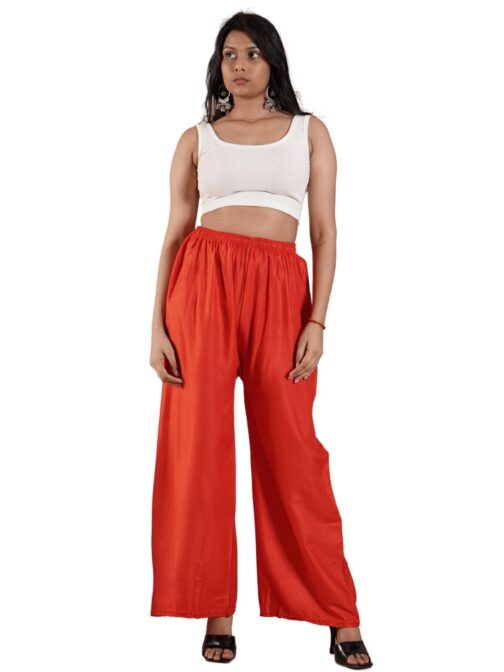 Red Women's Plain Palazzo Pants - Comfortable & Stylish Palazzo for Daily Wear | Teradozz