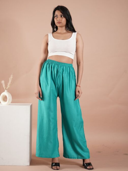 Ramgarh Green Women's Plain Palazzo Pants - Comfortable & Stylish Palazzo for Daily Wear | Teradozz - Image 2