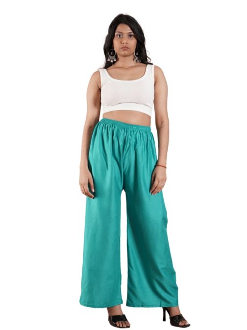 Ramgarh Green Women's Plain Palazzo Pants - Comfortable & Stylish Palazzo for Daily Wear | Teradozz