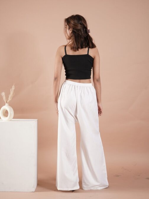 White Women's Plain Palazzo Pants - Comfortable & Stylish Palazzo for Daily Wear | Teradozz - Image 3