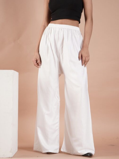 White Women's Plain Palazzo Pants - Comfortable & Stylish Palazzo for Daily Wear | Teradozz - Image 5