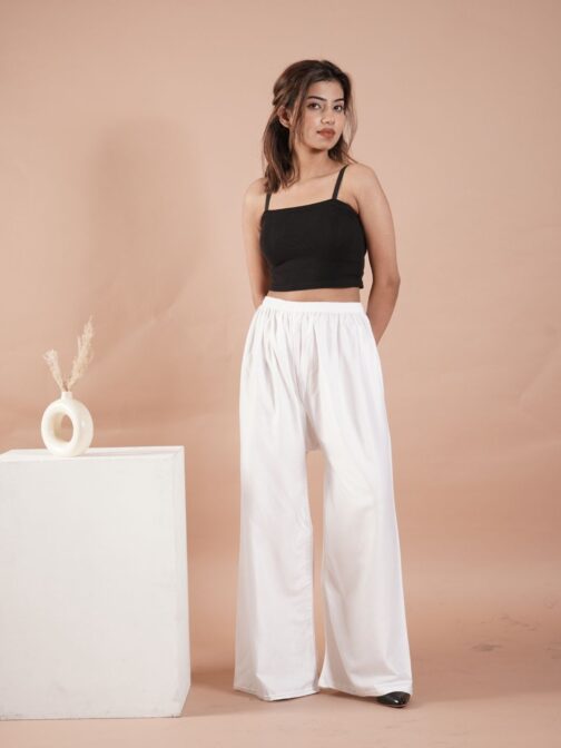 White Women's Plain Palazzo Pants - Comfortable & Stylish Palazzo for Daily Wear | Teradozz - Image 2