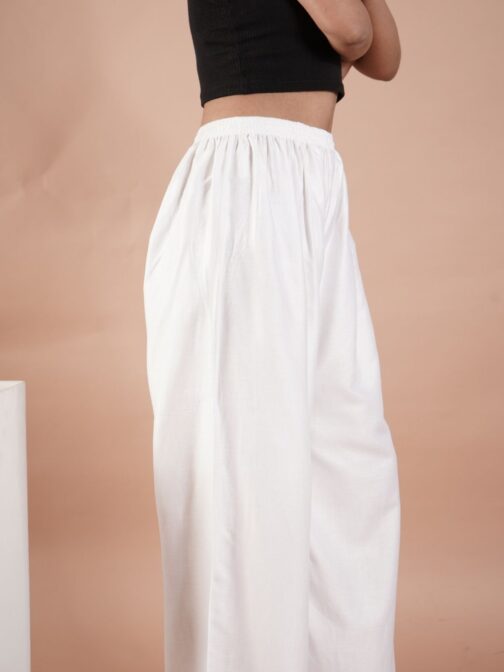 White Women's Plain Palazzo Pants - Comfortable & Stylish Palazzo for Daily Wear | Teradozz - Image 4