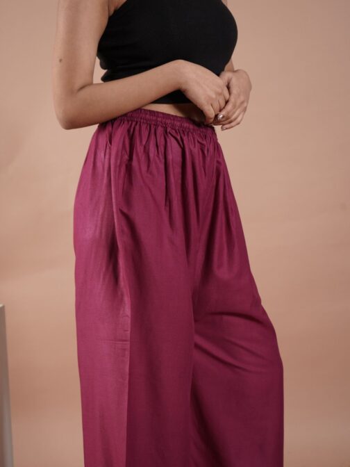 Wine Women's Plain Palazzo Pants - Comfortable & Stylish Palazzo for Daily Wear | Teradozz - Image 2